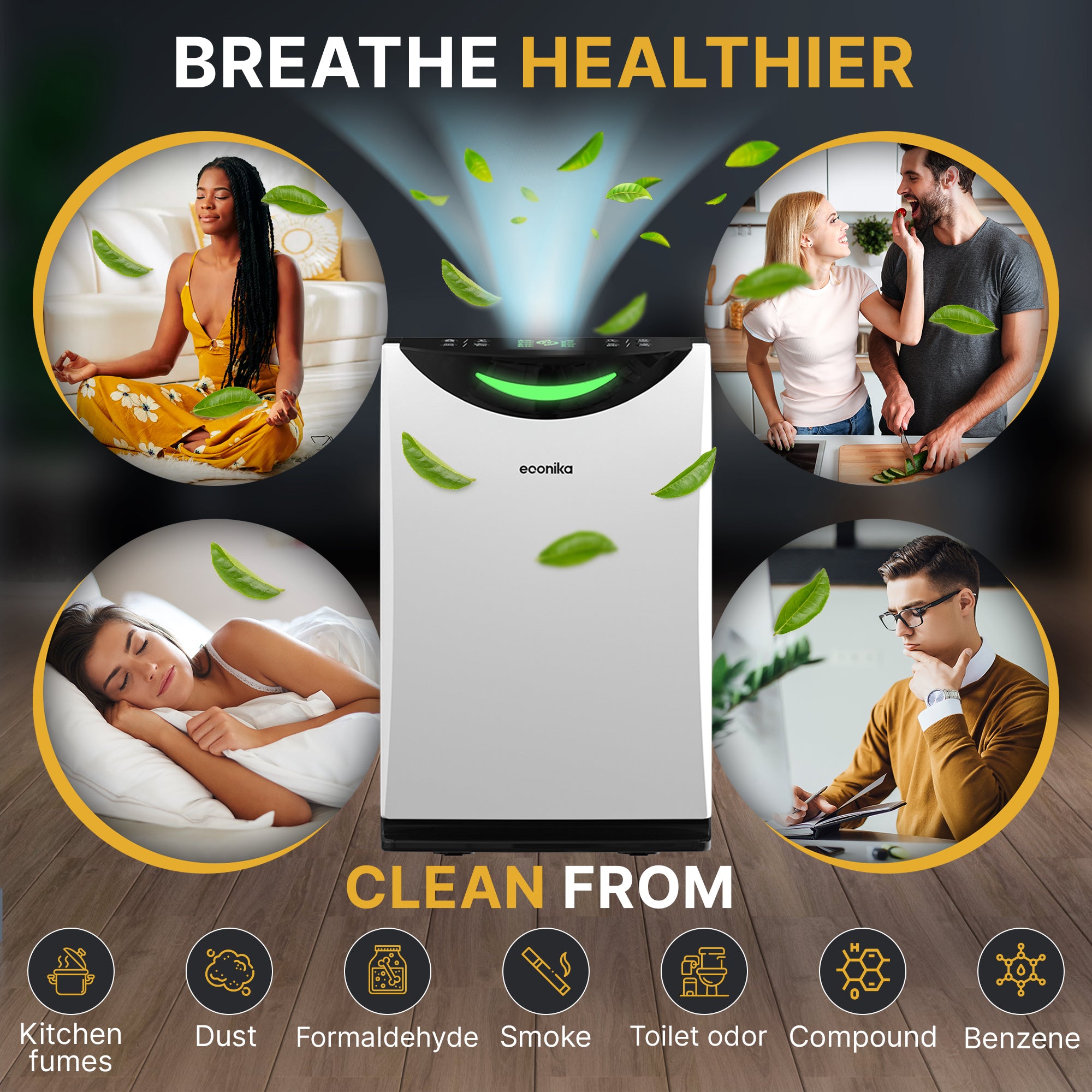 Premium Econika Climate System 4-in-1: air-purifier, humidifier, ionizer and UV-lamp